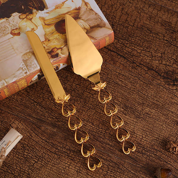 2:a/ Set Heart Shape Handtag Cake ter Shovel Server Set Guld