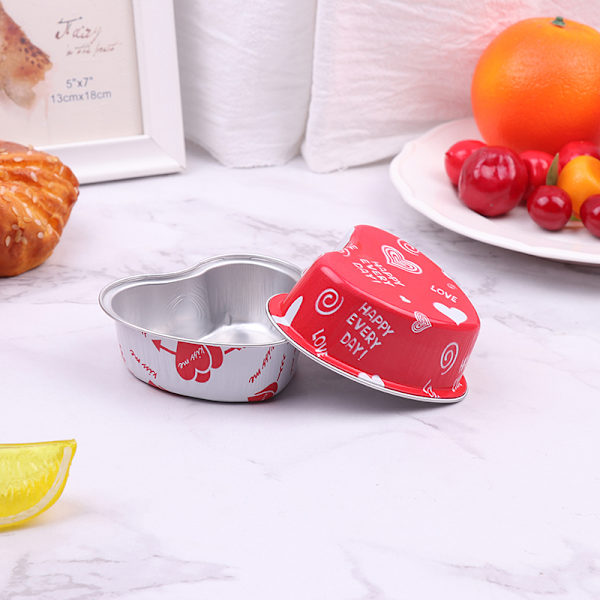 10 st/ set 100 ml hjärtformad tårtmugg av aluminiumfolie med lås B Silver C