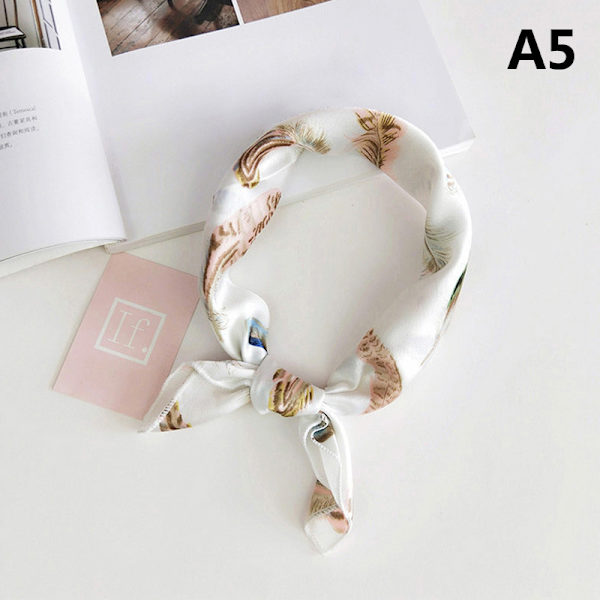 Naturlig sidenscarf Kvinnor Design Print Fyrkantig halsduk A7 A5