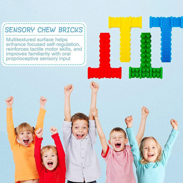 Sensoriska tuggrör Leksaker för barn T Shape Oral Motor Tool Blå Red