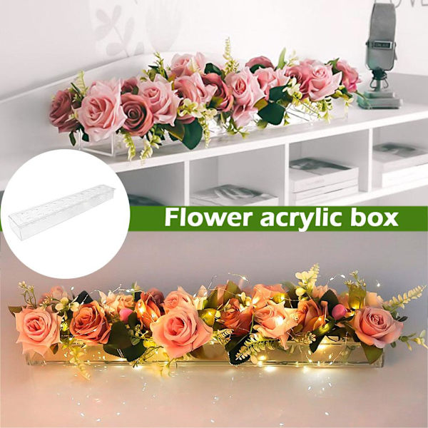 Klar akryl blomvas rektangulär blommor Mittpunkt för Din Transparent 60*10*6,5cm Transparent2 60*10*6.5cm