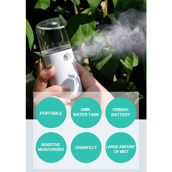 2st vit fuktgivande ansiktsspray luftfuktare Portable Refillab