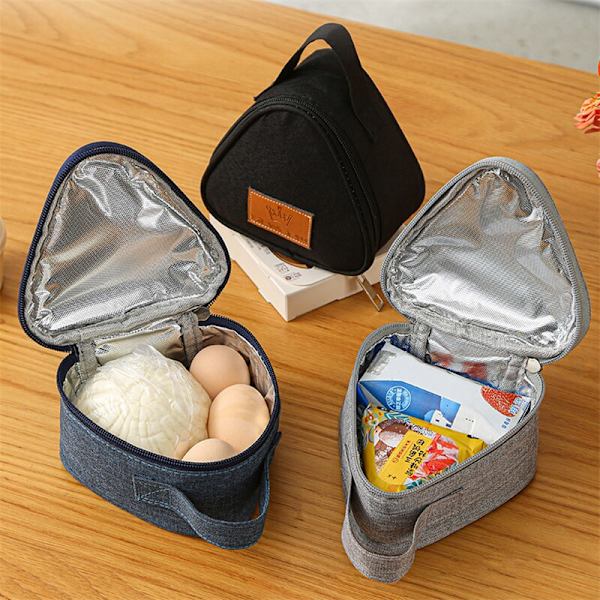 Isolering Thermal Små triangulära Rice Ball Lunchbox Väskor marinblå 13,5*7*13cm black