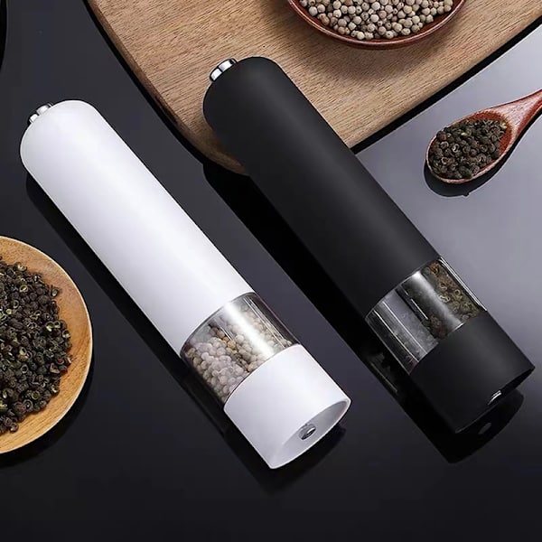 Elektriska saltpepparkvarnar Automatisk Gravity Örtkryddkvarn Vit Red