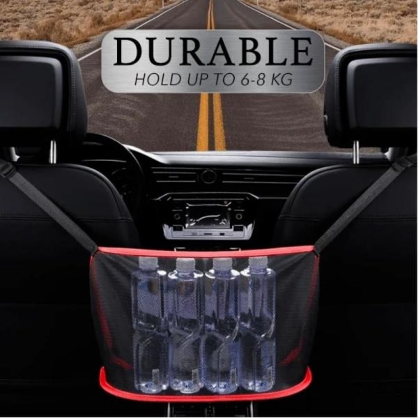 Bil Net Pocket Handväska Bilförvaring Mellan Seat Förvaring pure black 40cm * 11,5cm * 26cm red+black