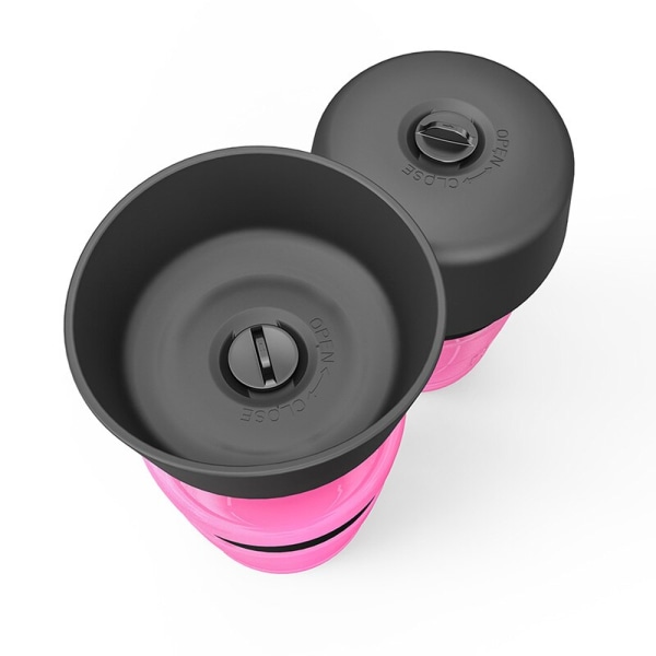 Bärbar hundvattenflaska Hopfällbar husdjursmatare rosa pink