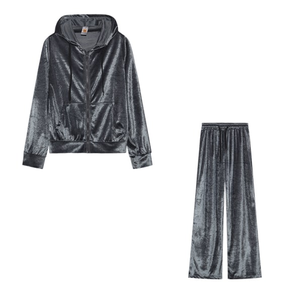 Dam sammet Juicy träningsoverall Couture träningsoveralltvådelad black S grey L