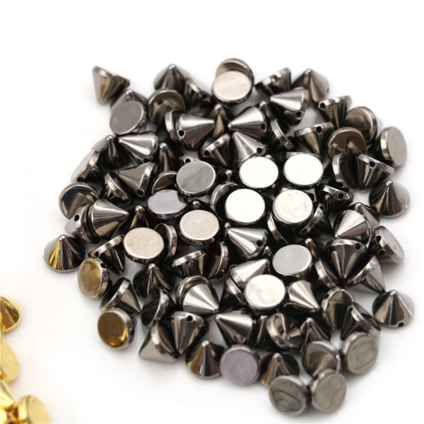 100 st 10 mm dubb Rund Spike Nit Craft Bag Läder DIY Black Silver