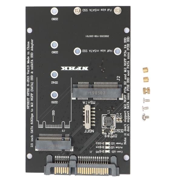 M.2 NGFF MSATA SSD till SATA 3.0 Adapter 2 i 1 omvandlarkort