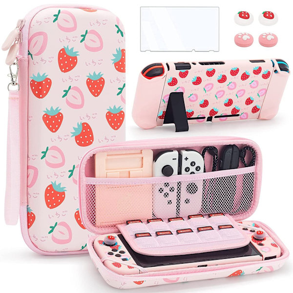 (Strawberry Pink) Vackert case för Nintendo Switch OLE
