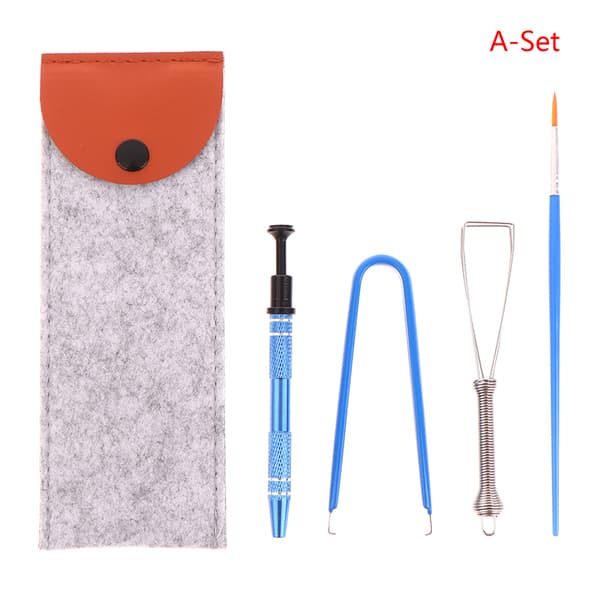1Set Tangentbordsrengöringsverktyg Keycap Puller Stem Lube Borste blue-4PCS