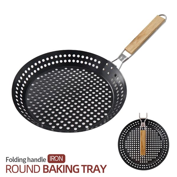 Rund Grillbricka Perforerad Grill Grillbricka Stekpanna