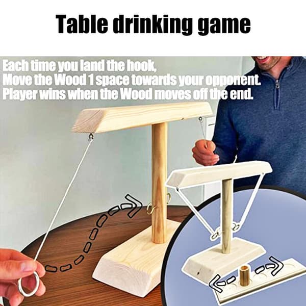 Drinking Game Hook Ring Toss Battle Game Heminredning original trä stor original wood medium