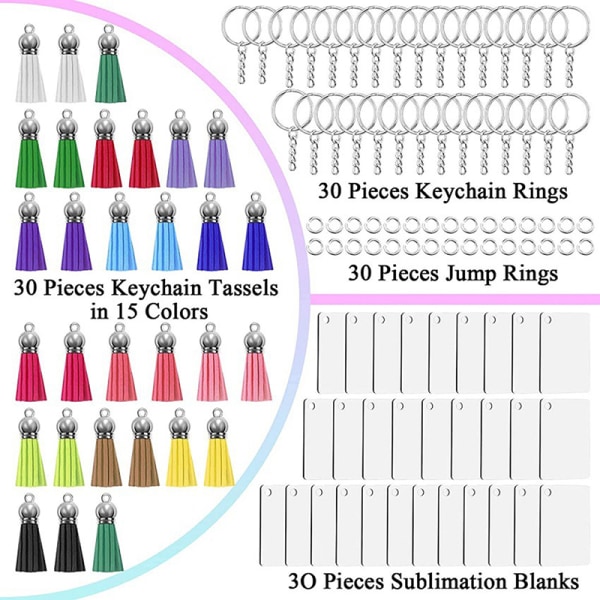 120st Sublimation Nyckelring Sublimation Nyckelring Blanks Set