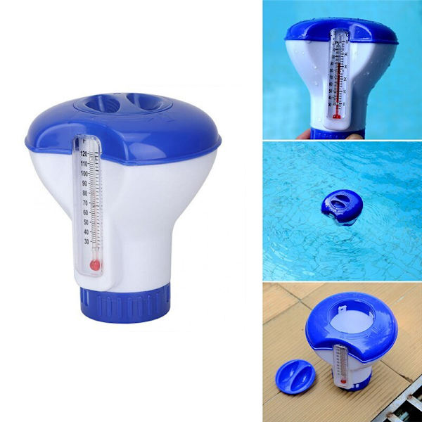 Pooltillbehör Klorin Floater Dispenser vit+blå 12cm