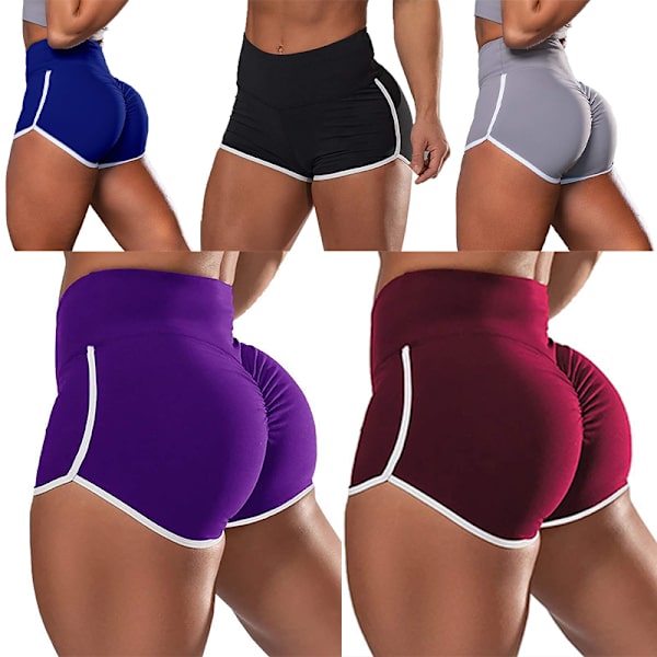 Damer i enfärgad hög midja sporttight kort svart L blue XL