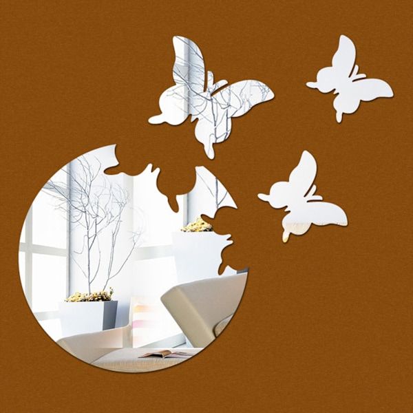 4st 3D Butterfly Diy Mirror Väggdekor Rumsinredning