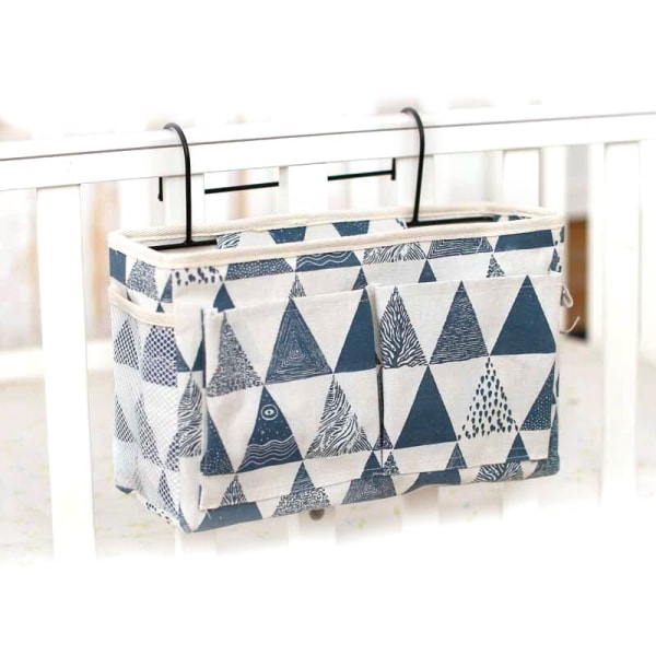 Baby sida förvaringspåse blöjhållare vit 30*26*11cm blue-triangle