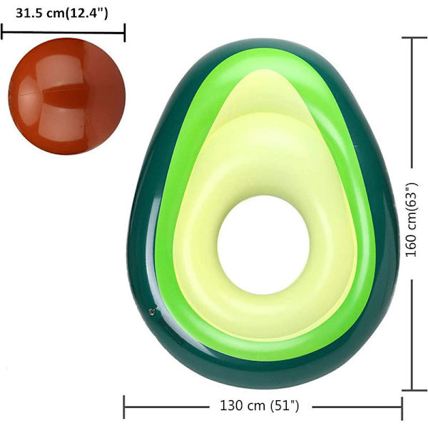 Jätte uppblåsbar avokadoboj, poolluftmadrass med speciell snabbkopplingsventil