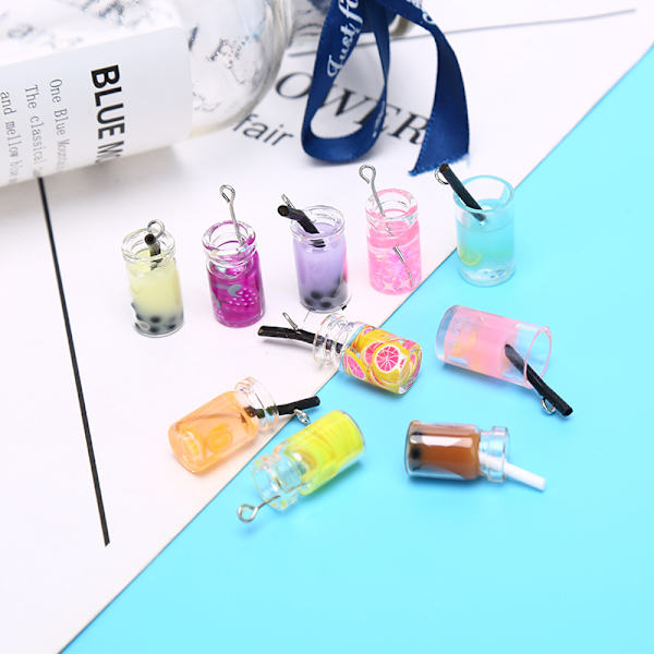 10 st/ set Mixed Milk Tea Resin Charms Craft DIY Örhängen Pendan Multicolor