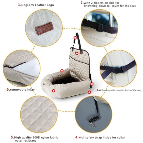 Back Seat Car Use Pet Car Carrier Cover Avtagbar svart 60*50*61cm black