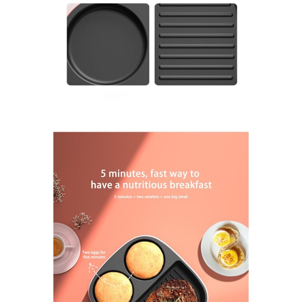 Elektrisk mini frukostmaskin stekpanna grön pink