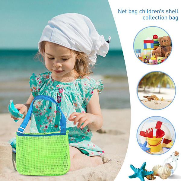 Kids Beach Bag - Mesh Bag Barnleksaker Förvaringsväskor Handdukar Shell Sun