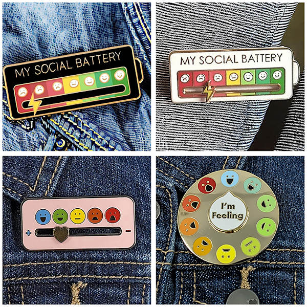 My Social Battery Brosch Rolig Emalj Pin Creative Lapel Pin A D
