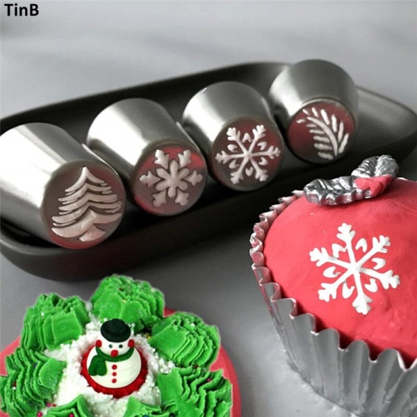 4st/ set kakmunstycke konditorivaror i rostfritt stål Cupcake silver 4st