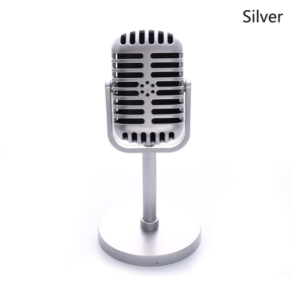Simulerande Classic Retro Dynamic Vocal Mic Universal Stativ Svart Silver