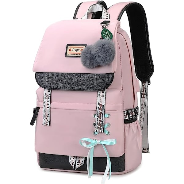 Flickryggsäck Skolväskor Nylon Vattentät (Rosa)
