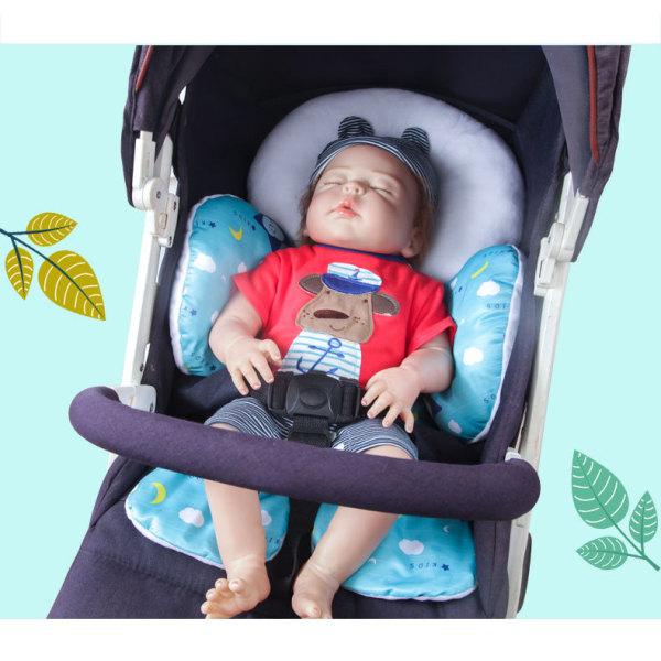 baby Barnvagn sitta axelvaddar remmar nackskydd blå blomma khaki