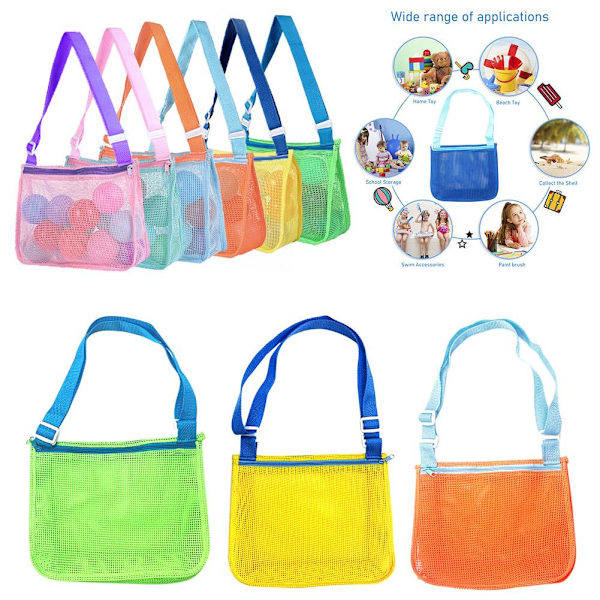 Kids Beach Bag - Mesh Bag Barnleksaker Förvaringsväskor Handdukar Shell Sun