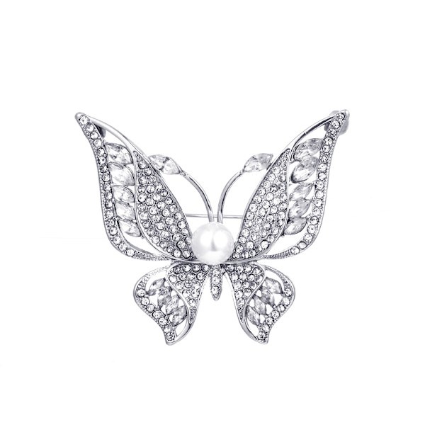 Dambrosch Butterfly Pearl Brosch kostymtillbehör