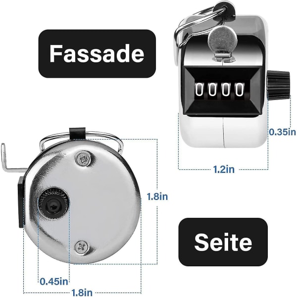 Tally Counter, 4-siffrig Clicker Counter, Metal Hand Counter