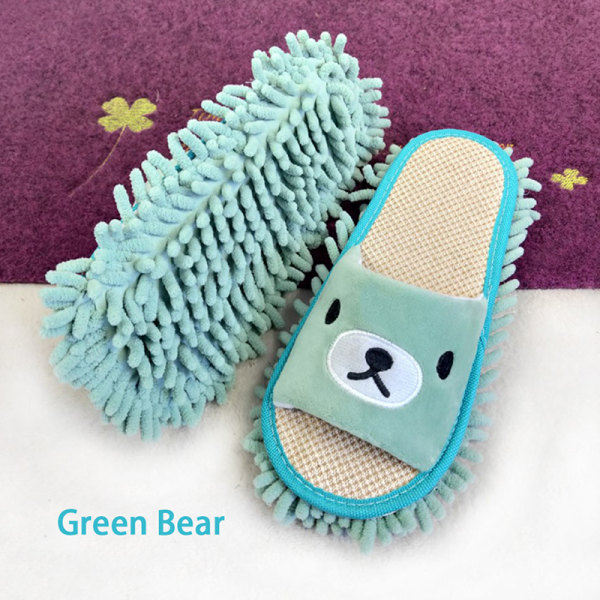Tecknad Hund Lata Mopp Tofflor Rengöring Golv Damting Tofflor Pink Kitty Green Bear
