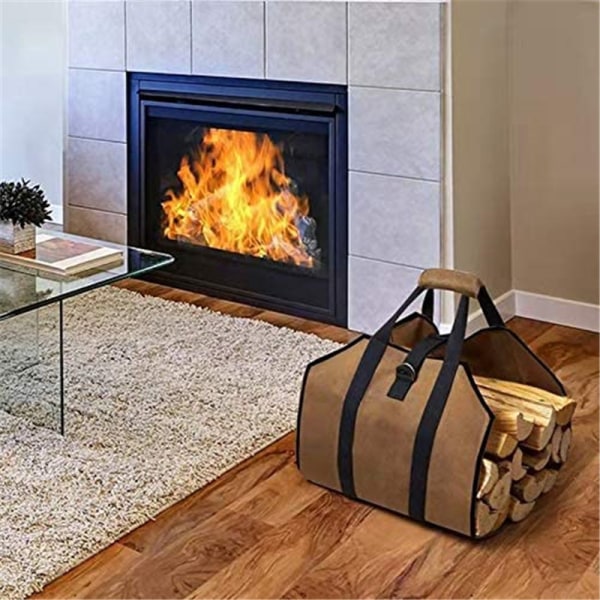 Stor Canvas Log Carrier Bag, vattentät öppen spis Ved Stora