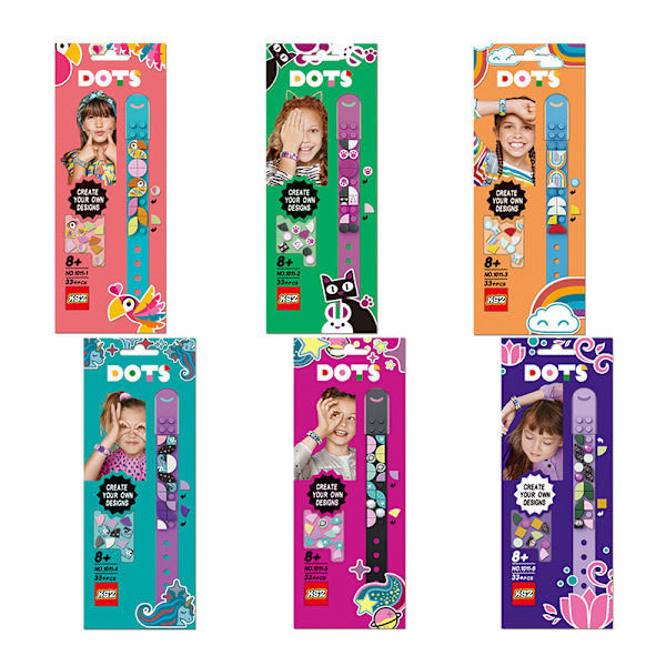 DIY Dots Bricks Barnarmband Armband Justerbar 6st/ set