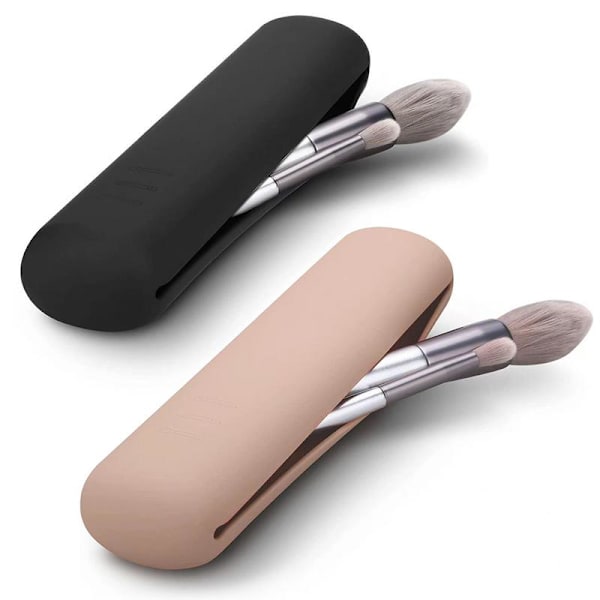 Mini bärbar make-upborstel silikon vattentät opbergdoos khaki black