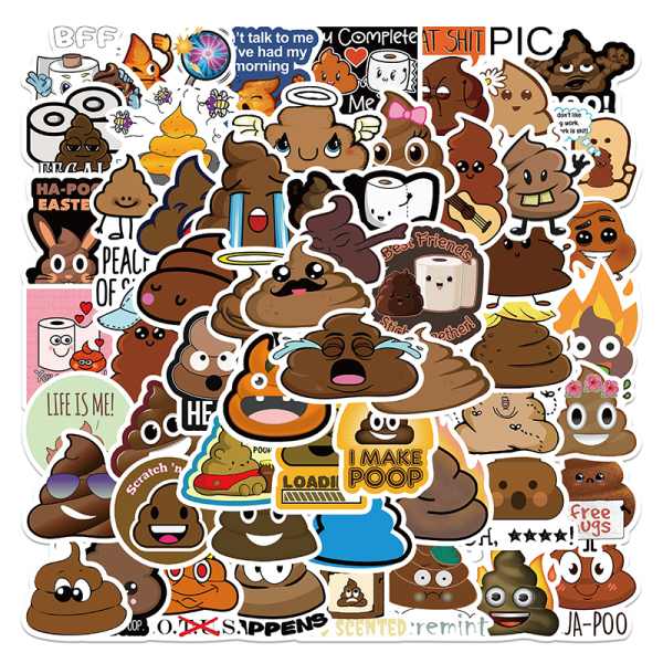 60 tecknade parodi bajs emoji klistermärke