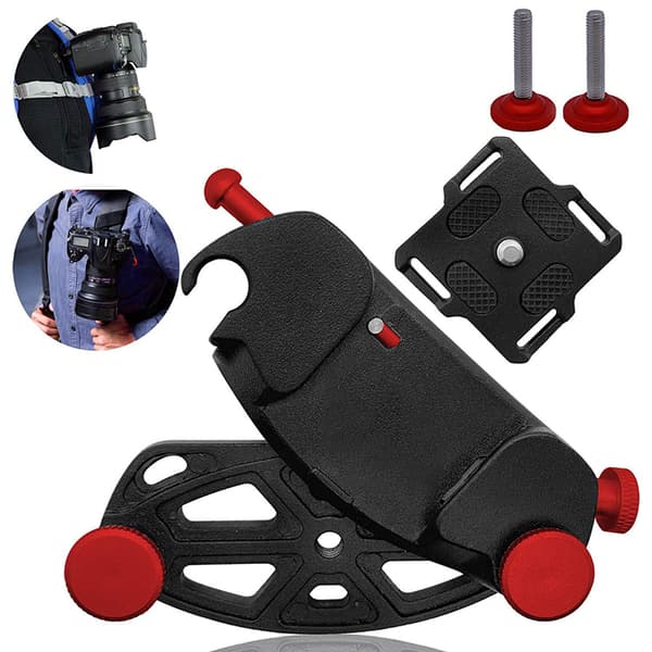 Metallkamera midjebältesrem Spänne Button Mount Clip orange red