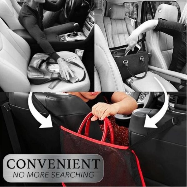 Bil Net Pocket Handväska Bilförvaring Mellan Seat Förvaring pure black 40cm * 11,5cm * 26cm pure black