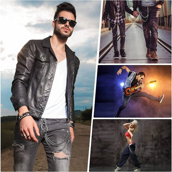 Byxor Chain Denim Chain Hip Hop Punk Kläder Accessoarer