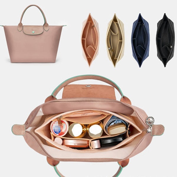 Bärbar insättningsväska för kvinnor Handväska i filttyg Handväska Organizer B Grey M Beige M