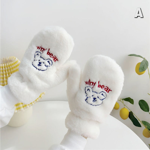 Kvinnor Vinter utomhushandskar Fluffy Bear Plyschhandskar F A