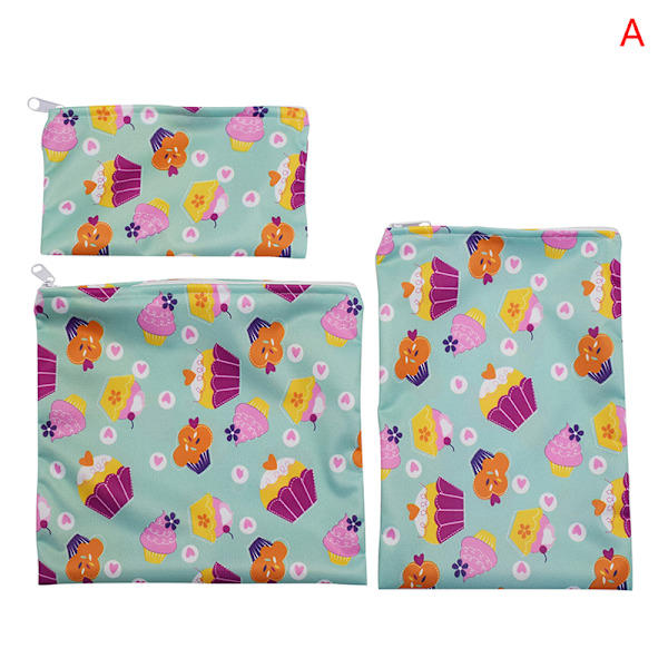 3:a Återanvändbar påse Vattentät brödpåse för smörgåspåse Fjädermönster Cake pattern