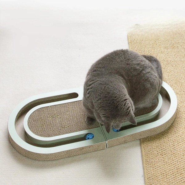 Folding Cat Scratch Board-polymerer med boll, Home Scratcher