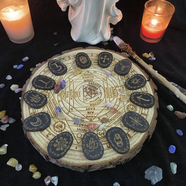 Trä Runor Sten Set Häxor Rune Set 14 ST Graverad Rune