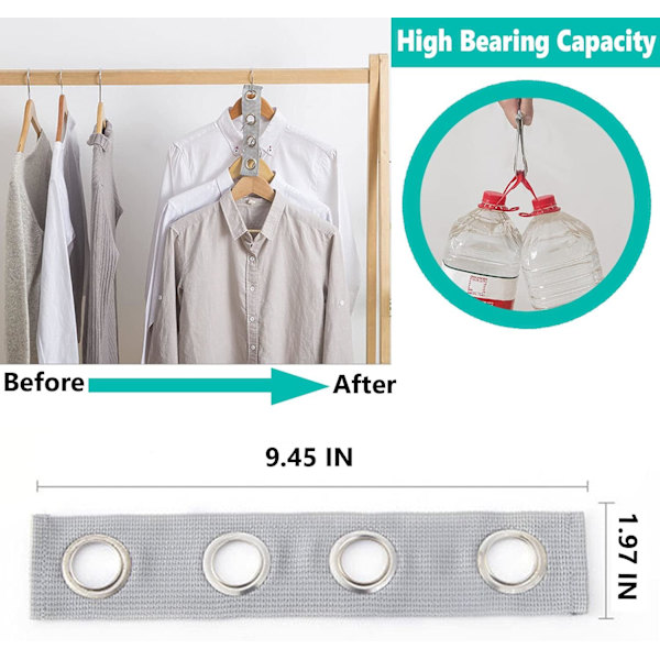 4 STK Closet Hanger Connector Extender, Grå