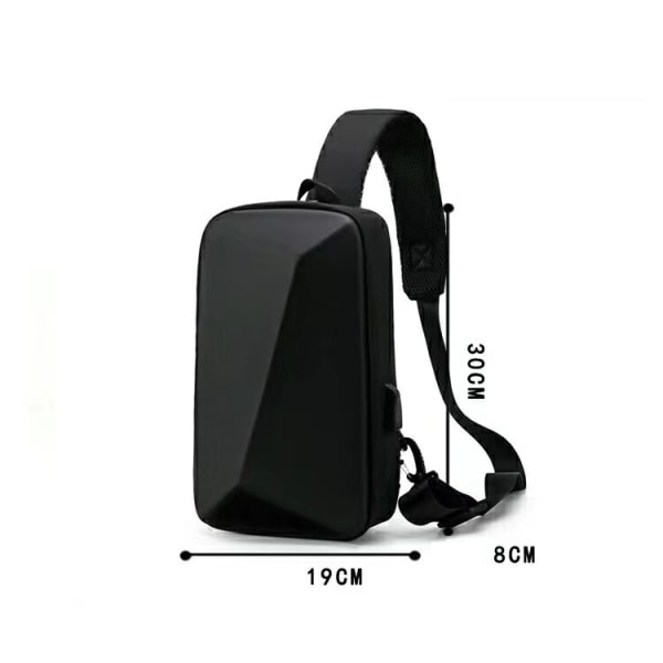 Stöldskydds- USB Crossbody Multifunktion PVC-väska grå 19*8*30cm bright black